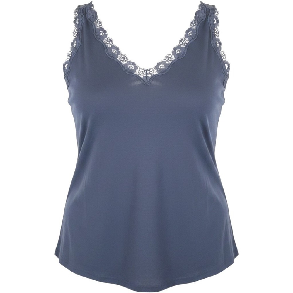 Layering Basic Womens Navy Blue Lace Trim V-Neck Cotton Cami Top Plus Size 4X